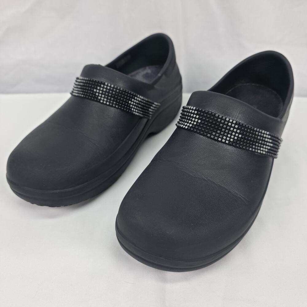 Crocs Neria Pro II Womens 8 Black Rhinestone Slip Resistant Work Clogs Nurse